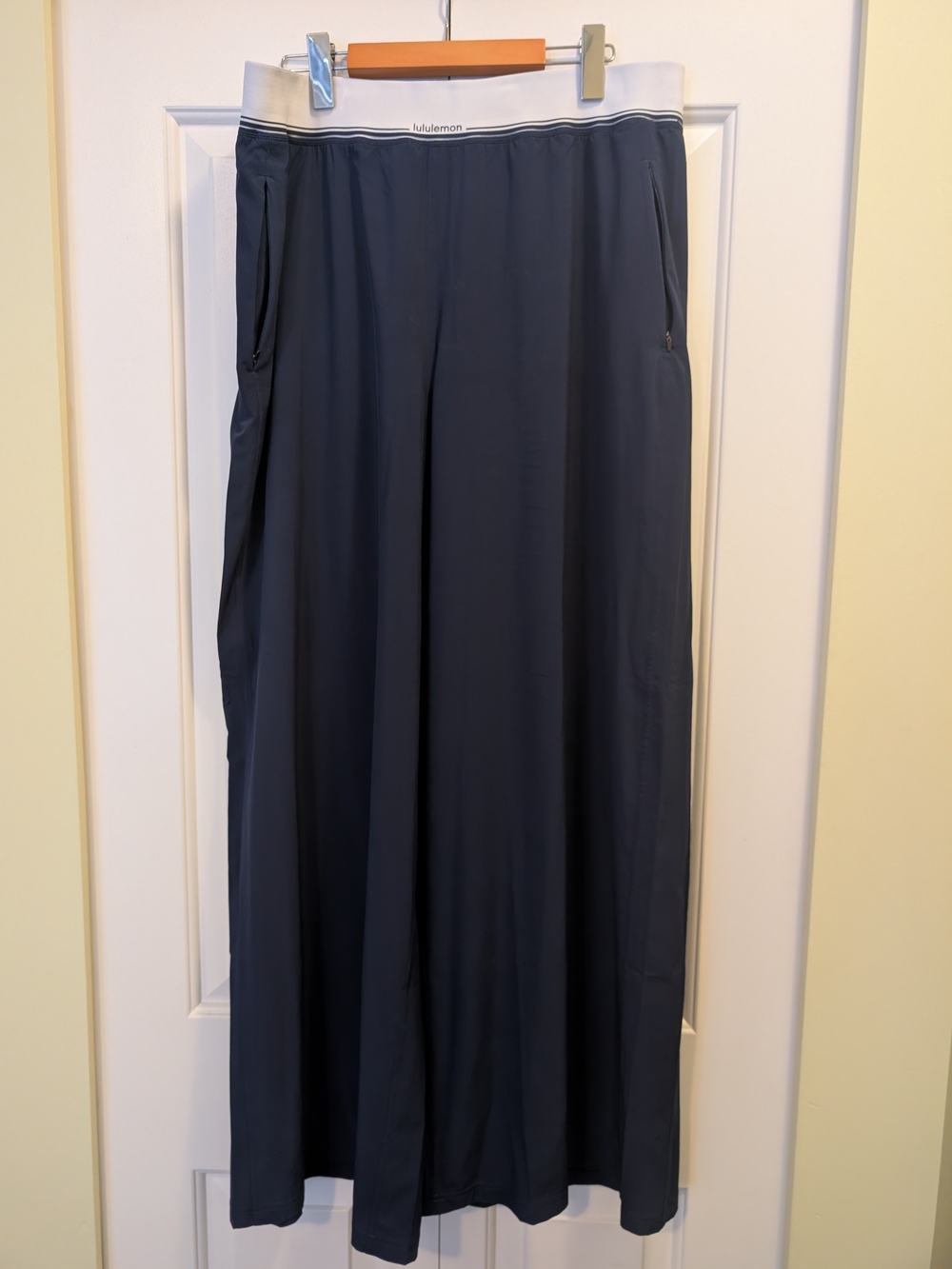 lululemon athletica Navy Wide-Leg Performance Sweatpants with White Waistband